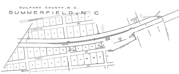 Early mapping of the Railway entering Summerfield, NC.