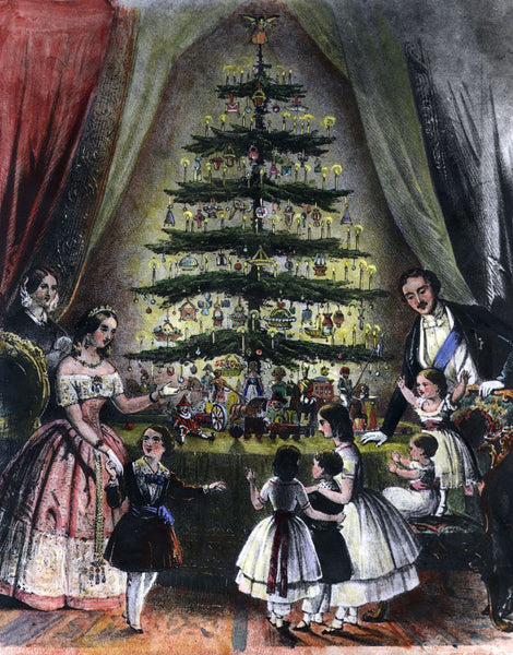 Queen Victoria decorating her tree with the Royal Family