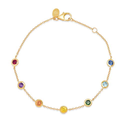 Multi-Colored Crawling Ladybug Bracelet with Diamond and Gemstone in 1