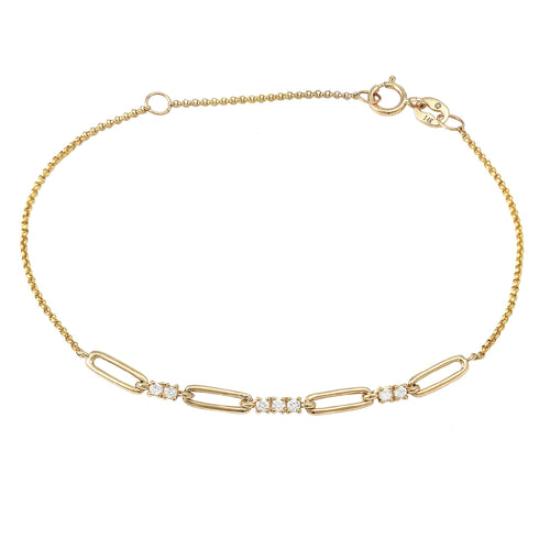 14k Gold Link Chain Diamond Adjustable Length Bracelet