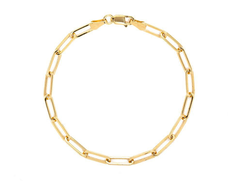 7.25 Designer Gold Paperclip and Round Link Bracelet