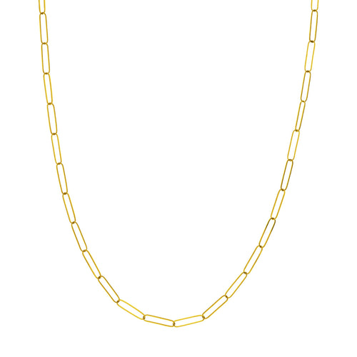 14K Gold Large Paper Clip Chain with Diamond Carabiner Necklace 14K Rose Gold / 18 +$70