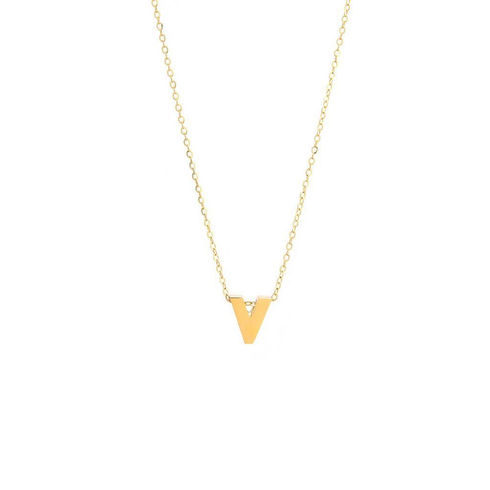 V Initial Necklace in Gold | Initial Necklaces | Carraig Donn