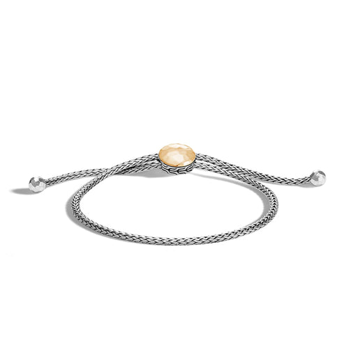 14K Gold Link Chain Diamond Adjustable Length Bracelet