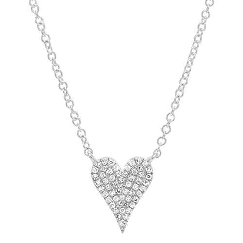 14K White Gold Pave Diamond Heart Necklace 001-165-00314