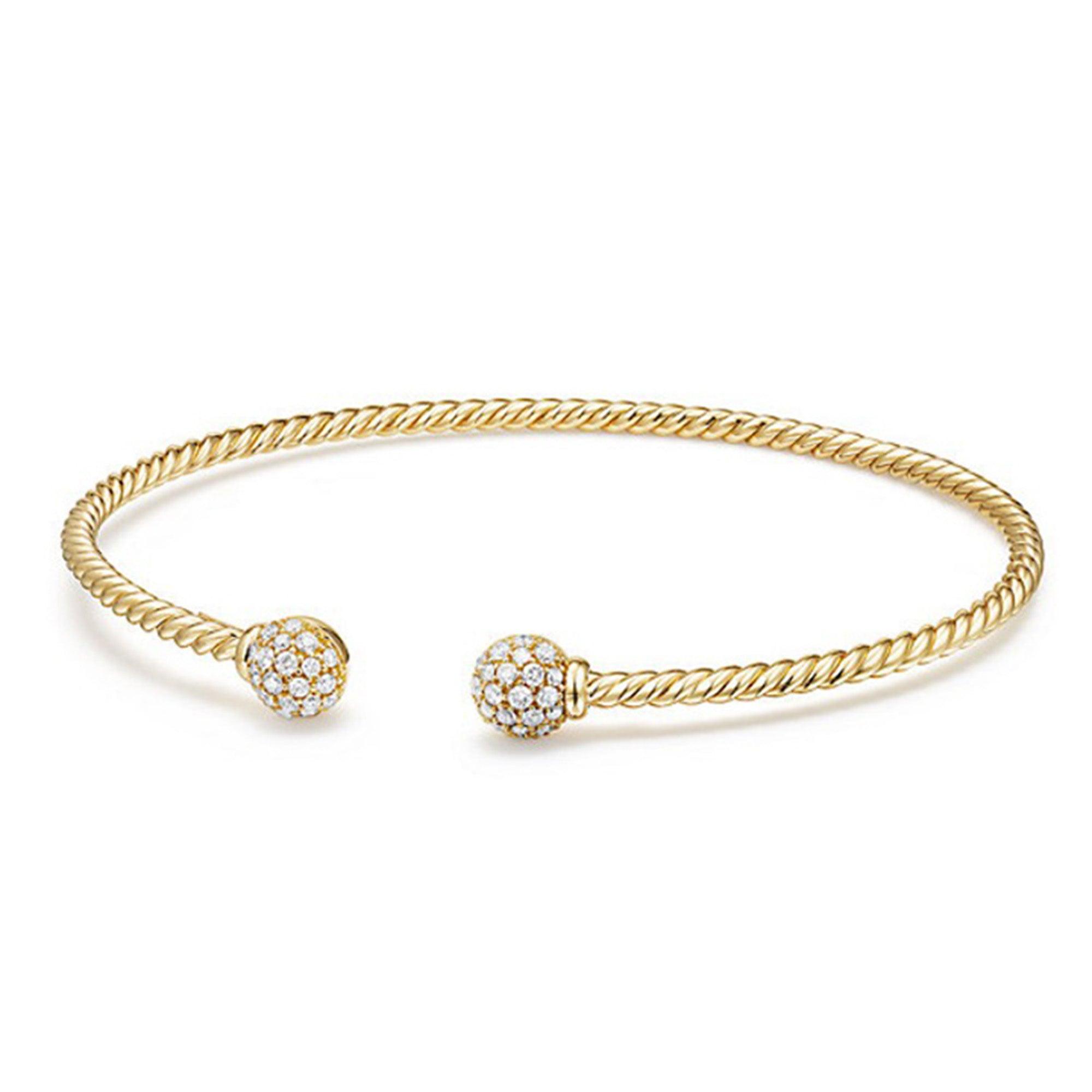 Petite Solari Bead Bracelet with Diamonds in 18K Gold