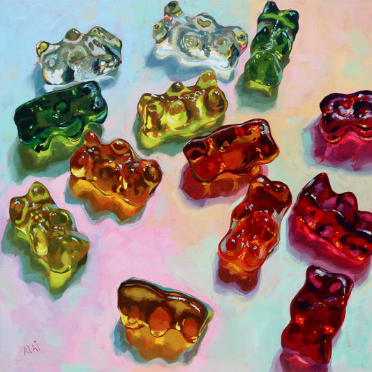  Cloxks Gummy Bears Art Print - Vintage Poster 8x12