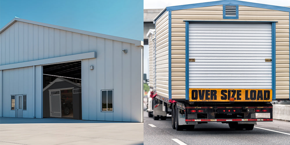 sheds built in a factory plant and send out on trailer for deliver