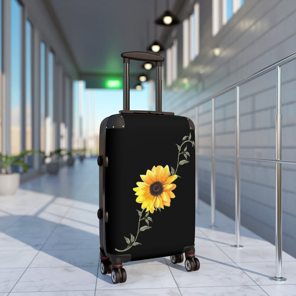 black floral suitcase