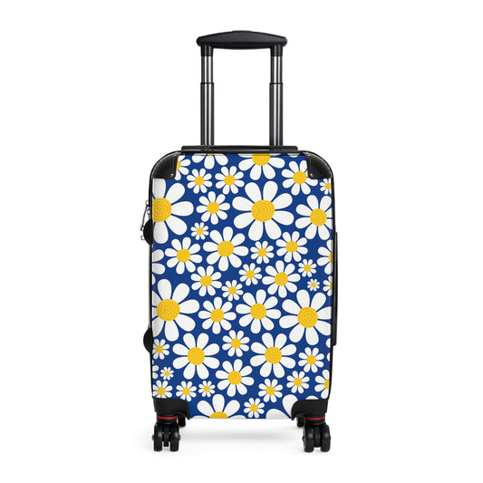 Daisy Suitcase, Daisy Travel Bag, Teal Suitcase, Daisy Decor