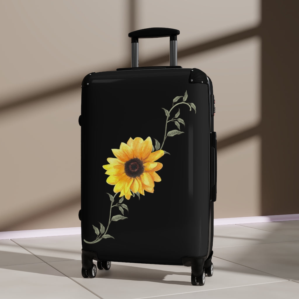 black floral suitcase