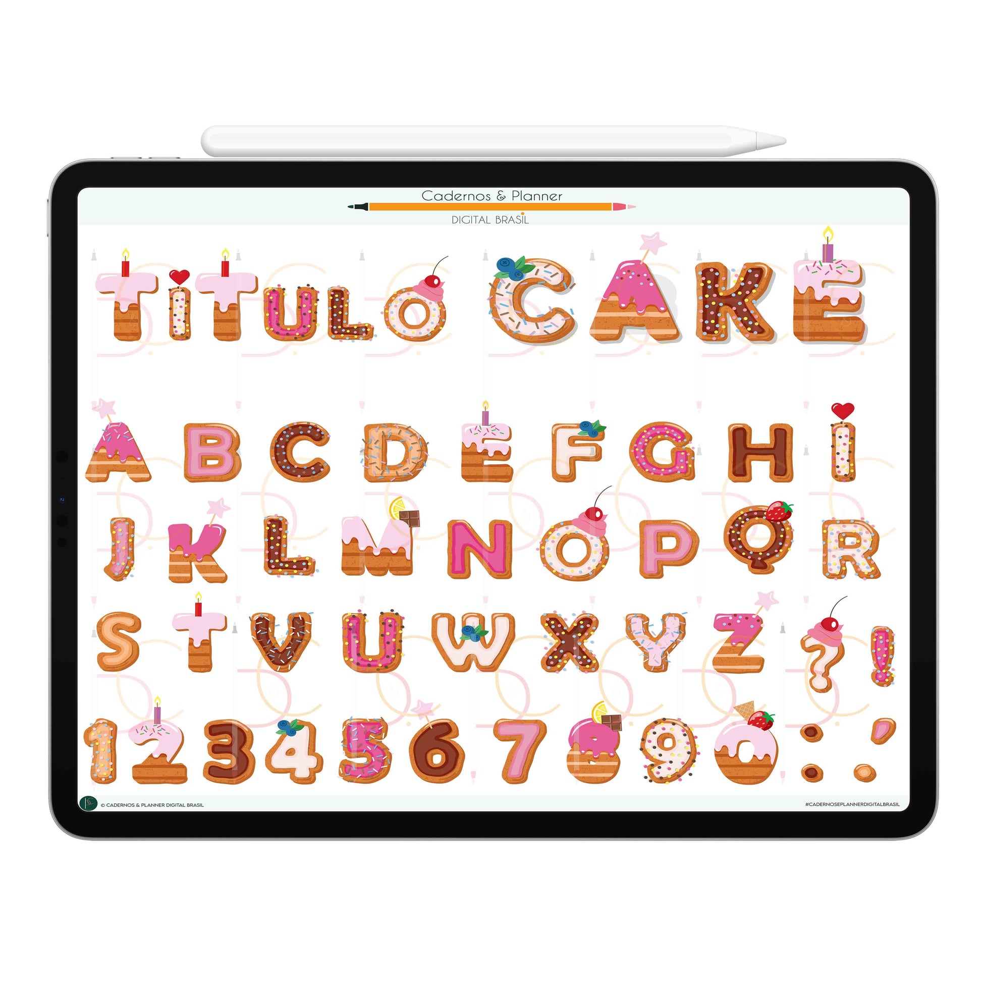 Stickers Títulos Bonitos Cake Adesivos Digital Tipografia • iPad Table – Cadernos & Planner Digital Brasil