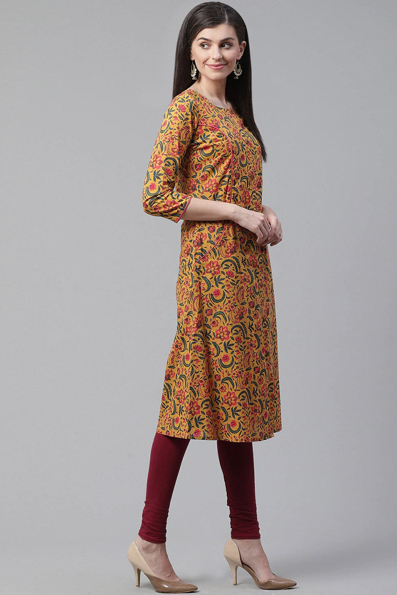 Women Cotton Trendy Festive Wear Orange Printed Kurti VCK1529 – Ahika