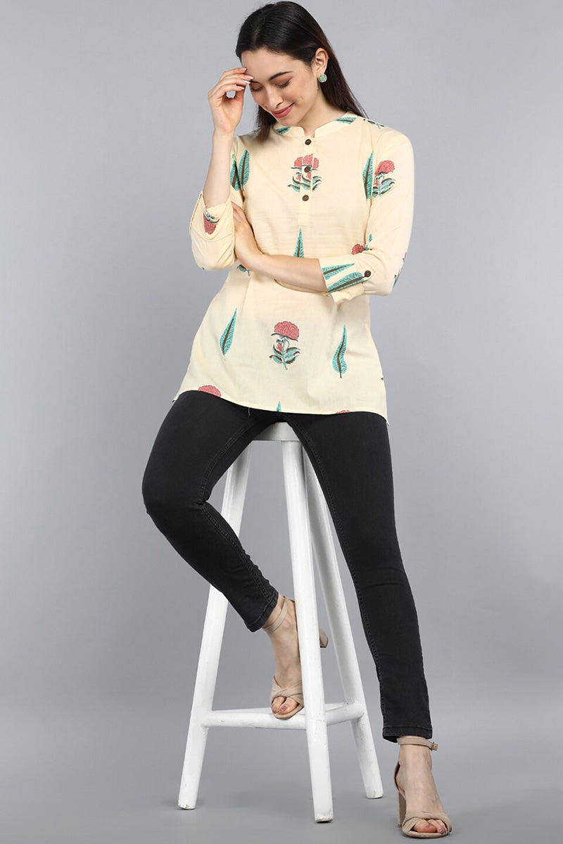 Cream Cotton Tunic Top VT1096 – Ahika