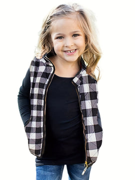 Toddler Kid Girls Christmas Plaid Vest Jacket