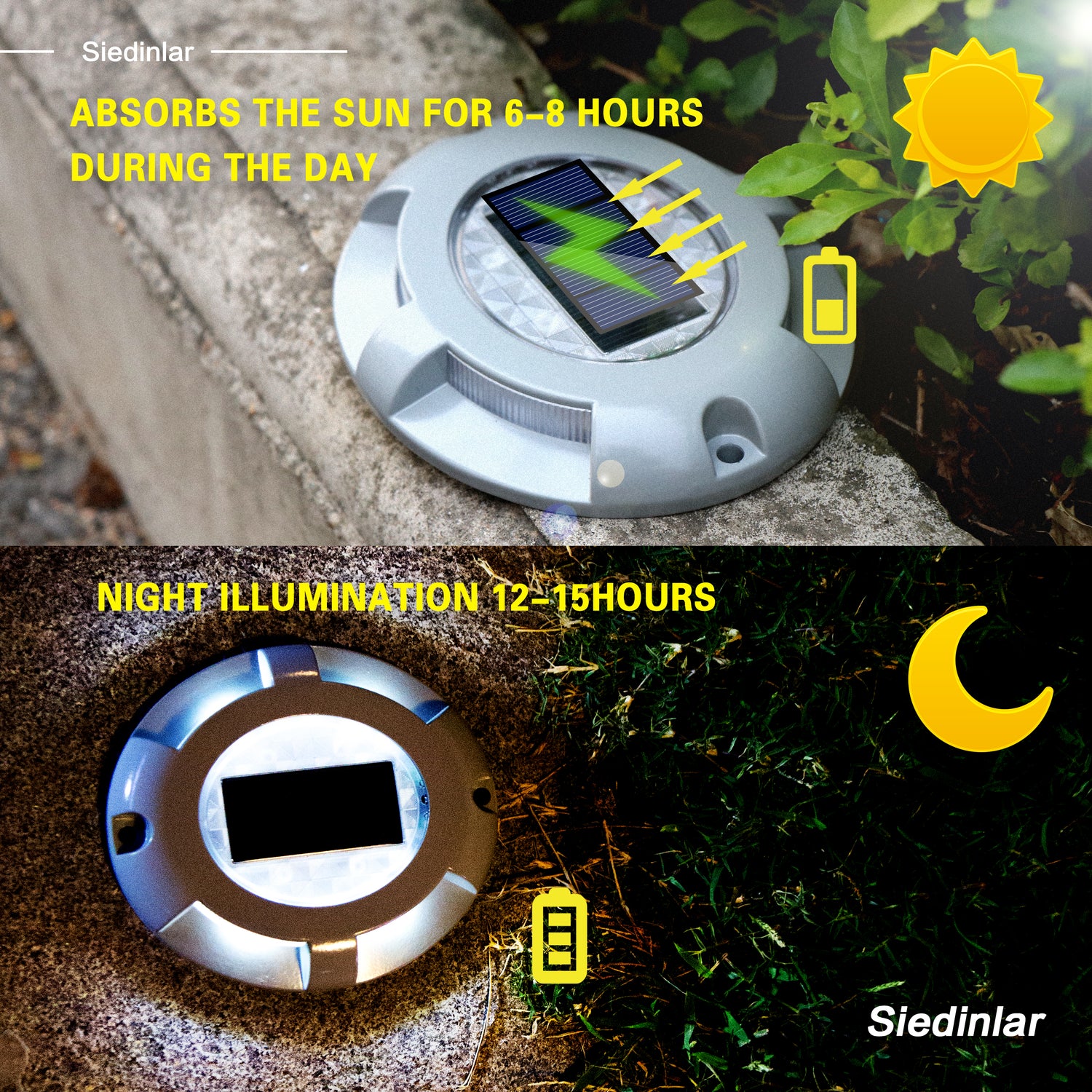 Siedinlar SD0115W - 4Pack Solar Deck Lights Driveway Dock LED Light So