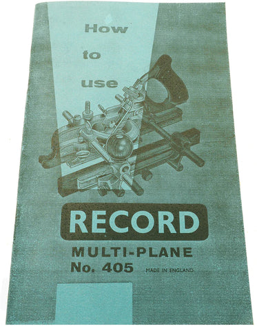 tool book guide for using the Record No. 405 plane