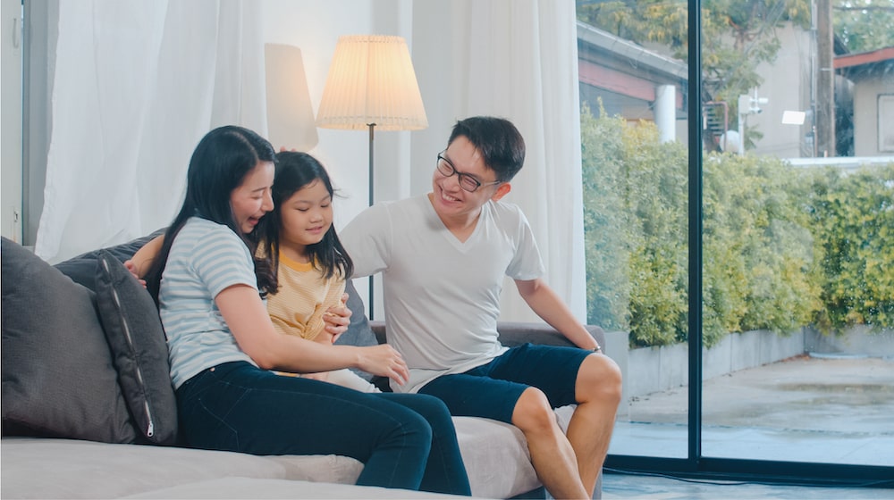 Hong Kong family spending time together at home