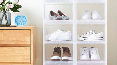 shoes in shoe boxes
