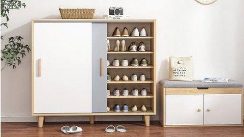 slide open door shoe cabinet