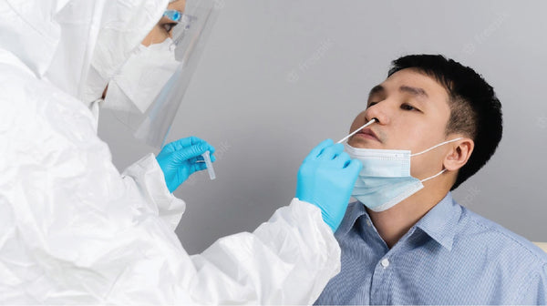 Man getting nucleic test swab