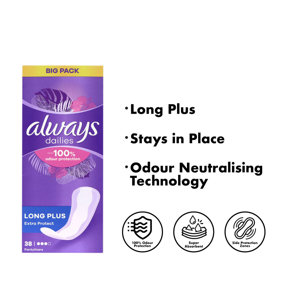 Always Xtra Protection Daily Liners, Regular, 100 Count