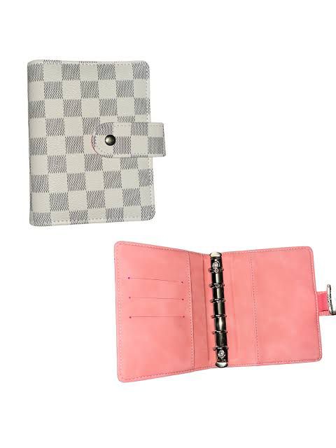 Checkered Leather Mini A7 Binder (BROWN) – Shortmamamoneymovez