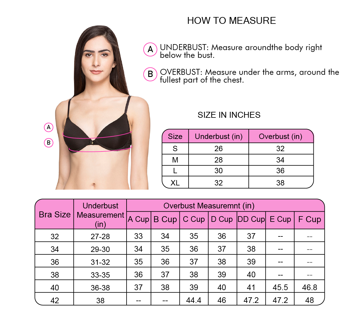 Size Chart - Sports Bras – Candyskin