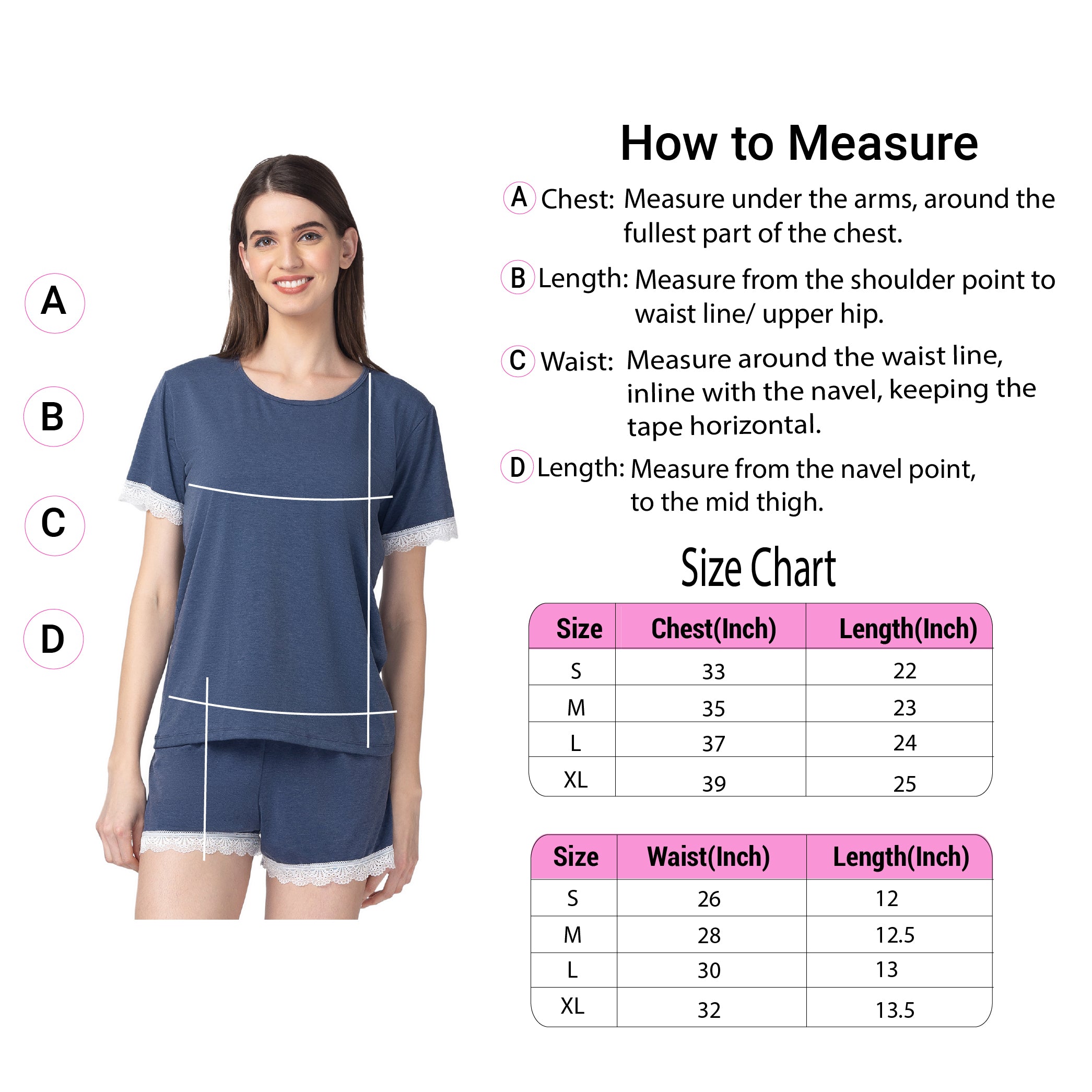 Size Chart - Nightwear Set – Candyskin