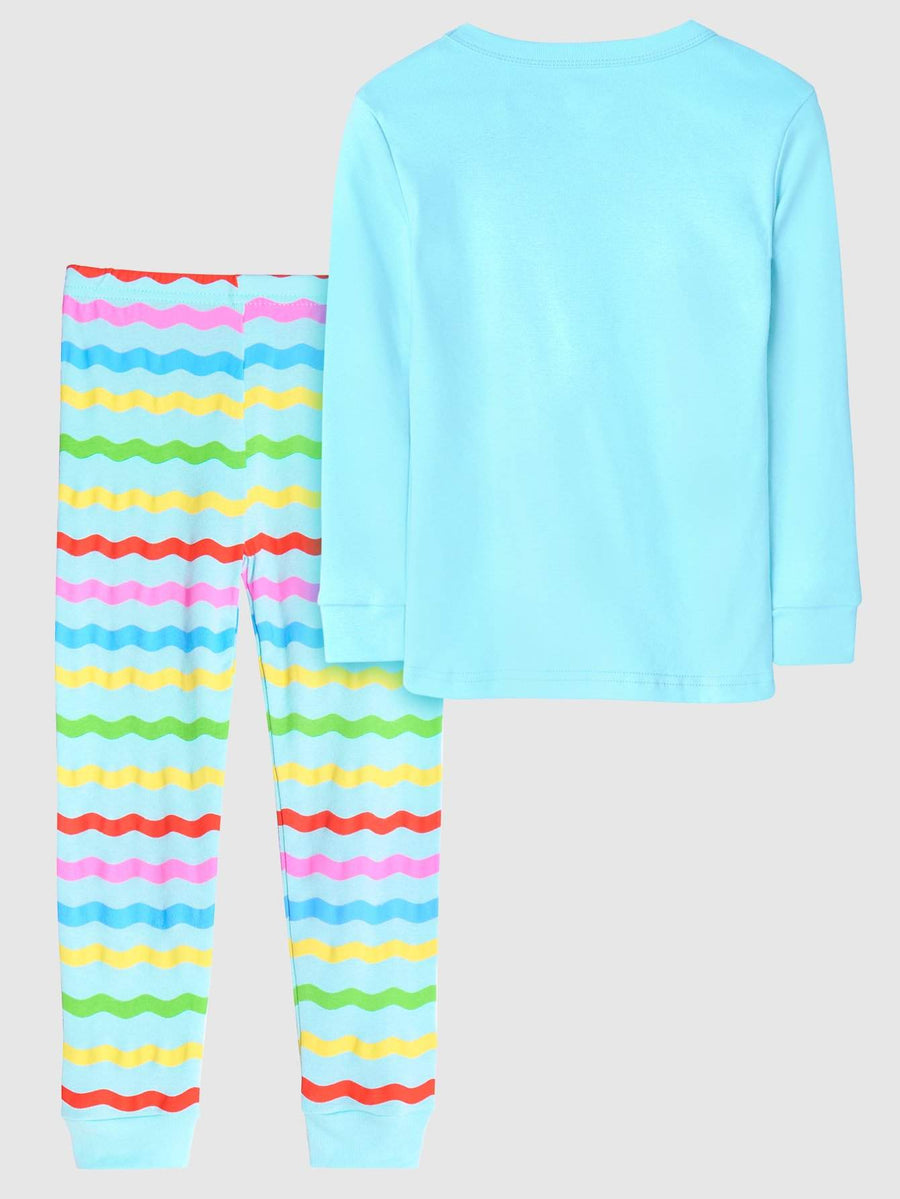 Girls' Snug Fit Cotton Rainbow Bear Pajama Set Sleepwear