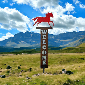 Horse Lawn Stake Welcome Sign - K and A Tack - Horse Shoe Stakes