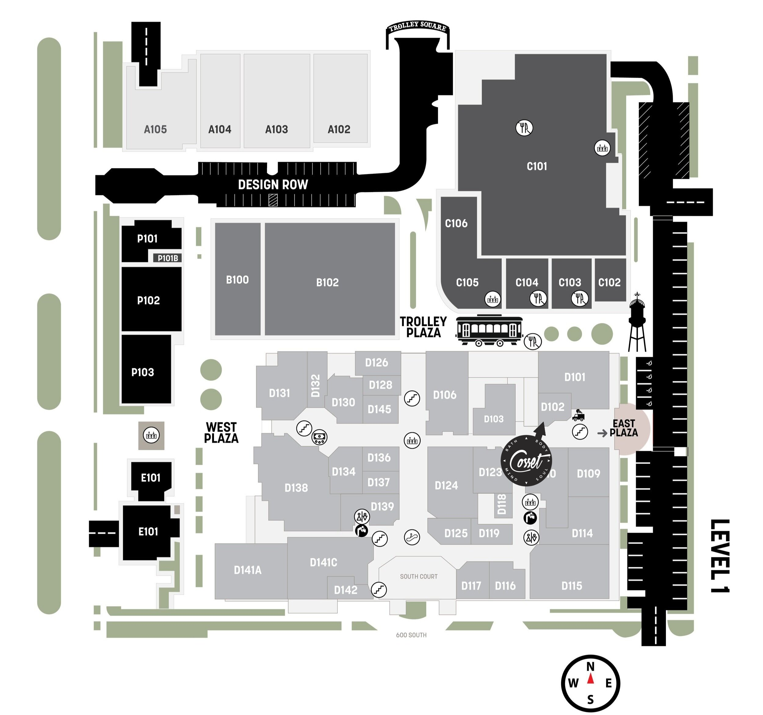 Cosset Location at Trolley Square Map