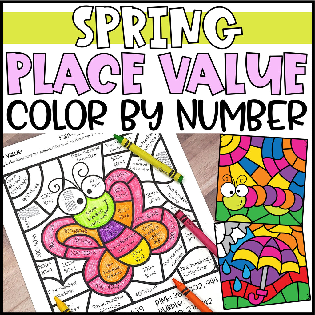 Color by Number Summer Place Value Worksheets — Teaching With Briana Beverly
