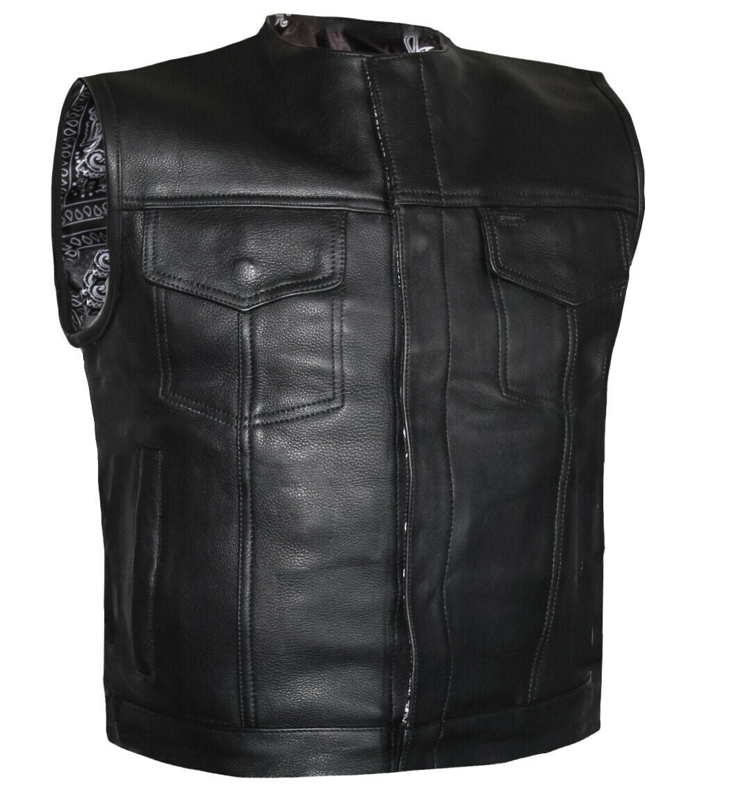 Mens Paisley Black Lowside Club Style Motorcycle Concealed Carry Leath ...