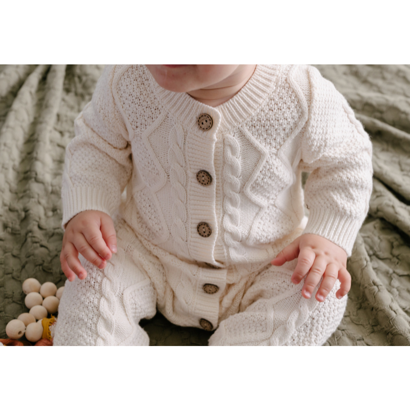 Knitted Cable Pattern Onesie. Bubba Bee & Me