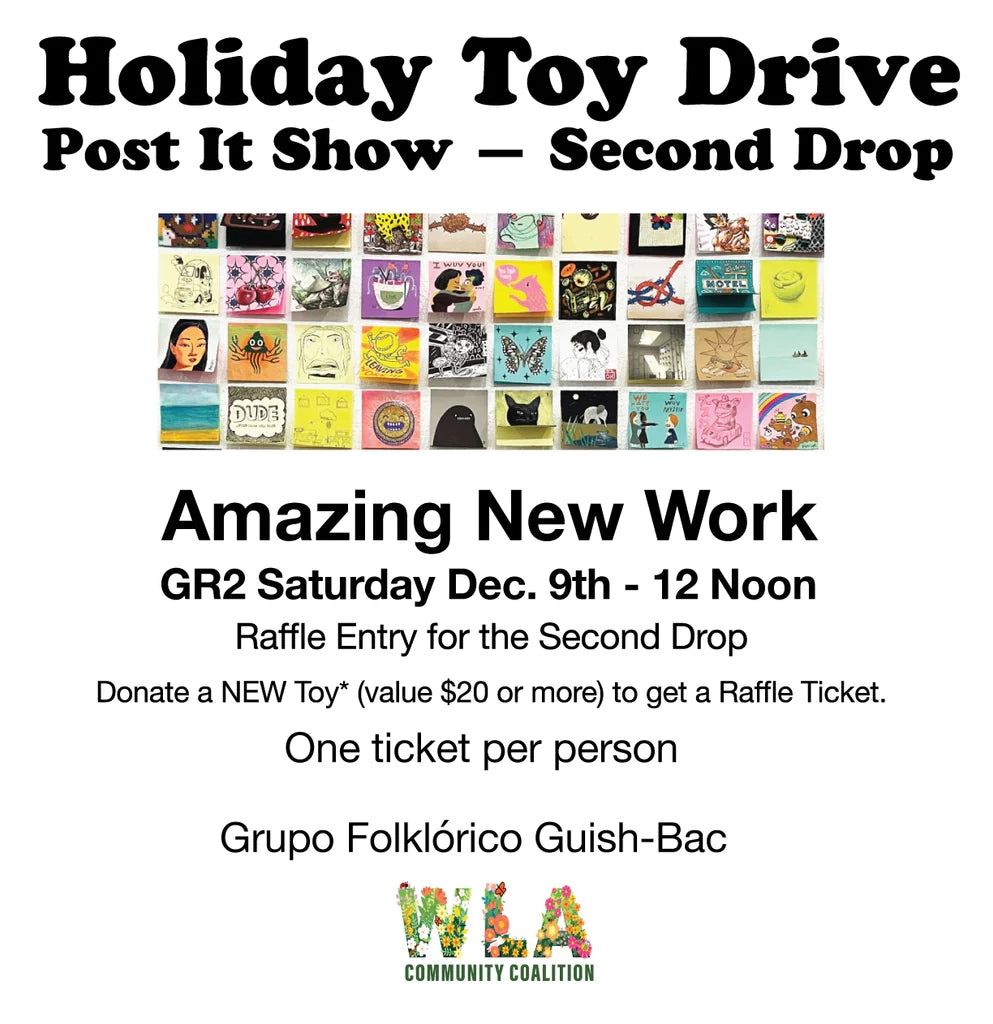 This is a mostly text flyer that says Holiday Toy Drive on the top. It has some post it notes pictures which are a repeat of the previous flyer.
