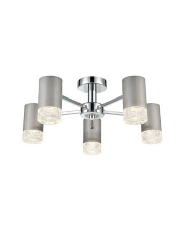 FLF3415-5SN Eileen 5 Light Fitting in Brushed Satin Nickel and Black