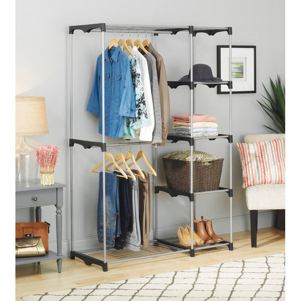 Tribesigns Double Rod Free standing Closet Organizer, White