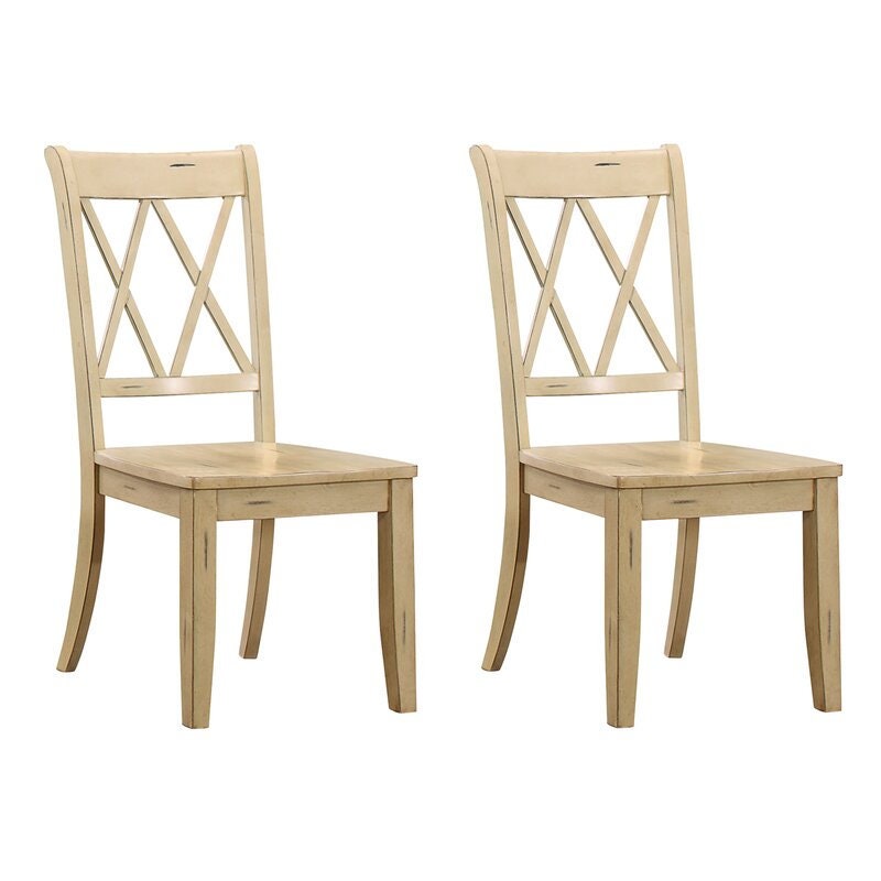 solid wood cross back side chair