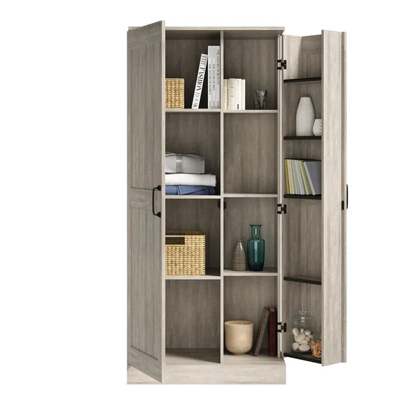 Colton 4 - Shelf Storage Cabinet Sand & Stable Finish: Rural Pine