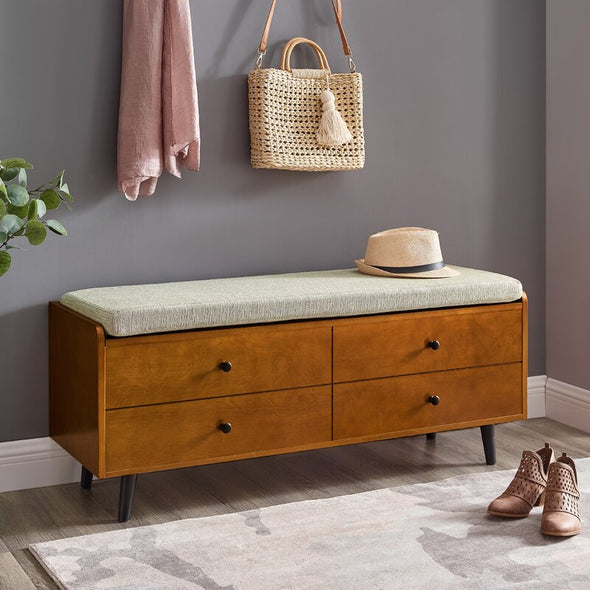 Mid-Century Storage Bench - Acorn