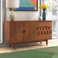 Brown Petterson 55.12'' Wide 3 Drawer Sideboard Adjustable Shelves with Cable Management