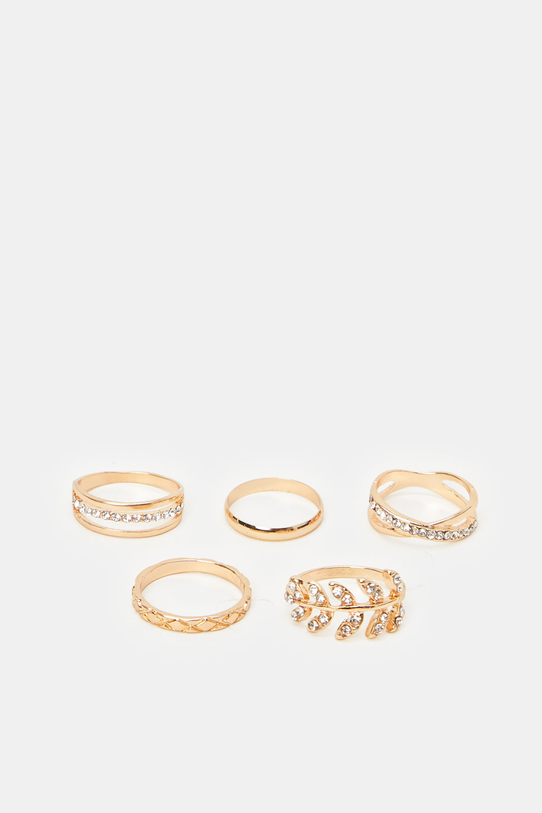 

Women Embellished Gold Ring Set (5 Piece)