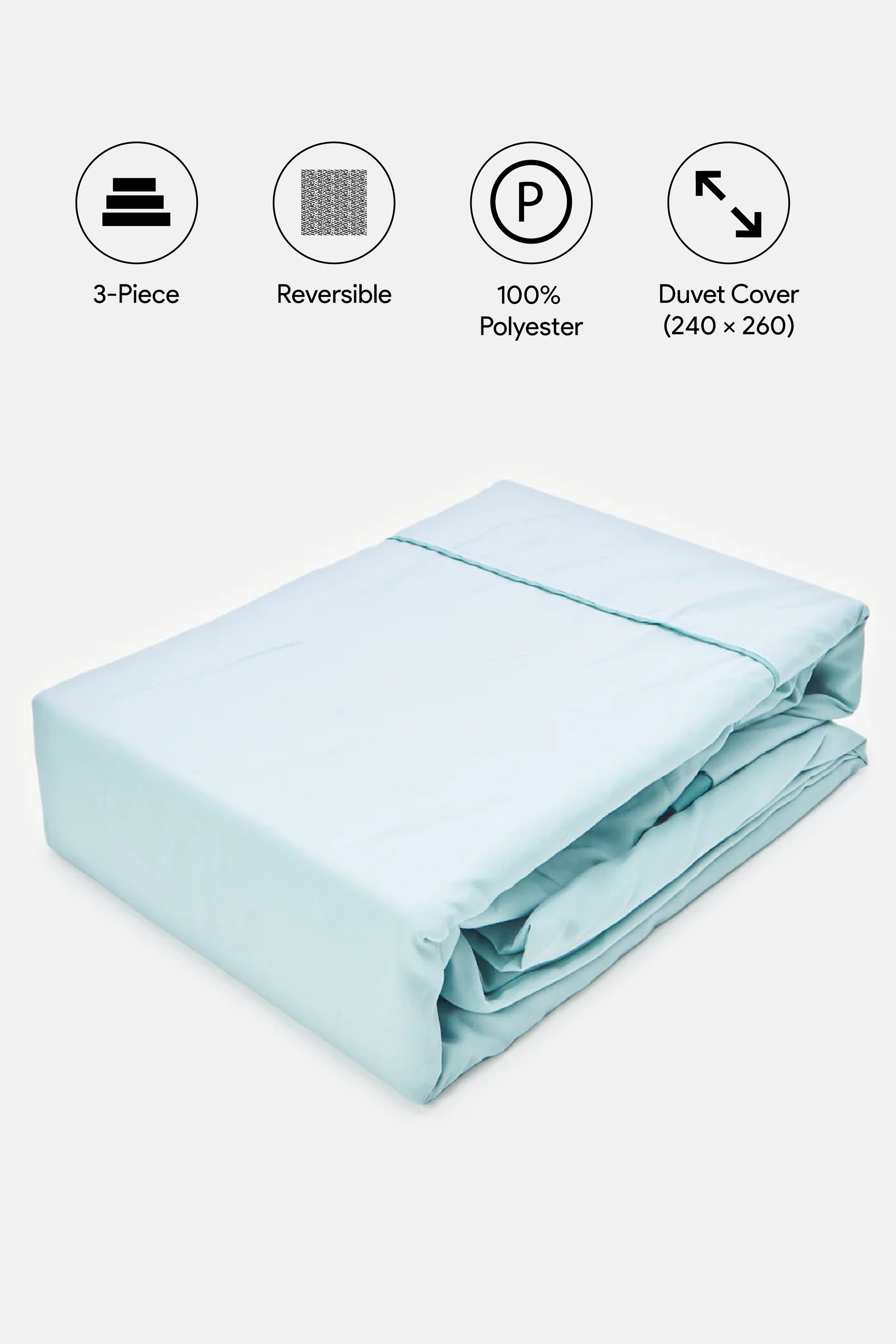 

Teal Reversible 3-Piece Duvet Cover Set ( Size