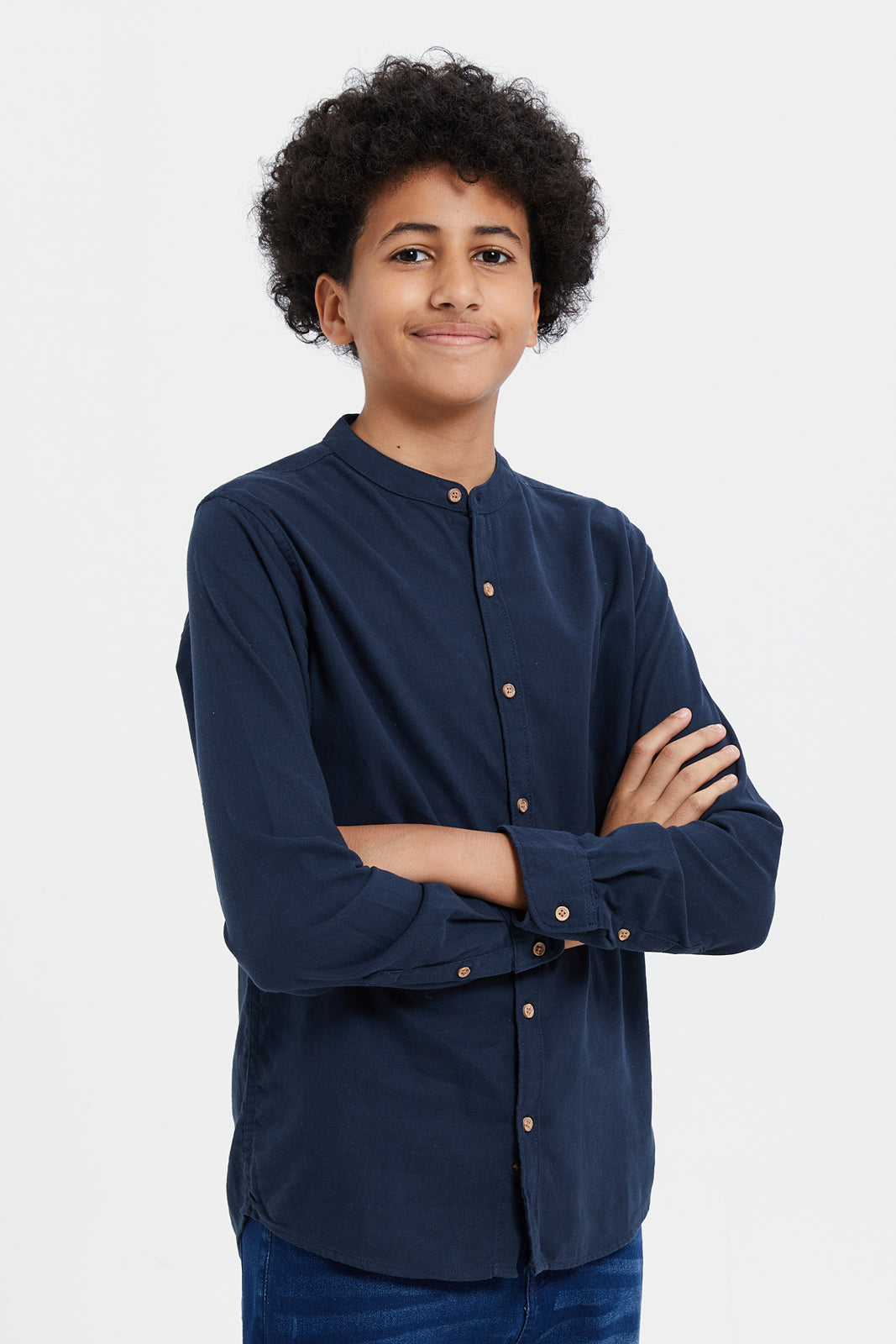 

Senior Boys Navy Plain Mandarin Shirt