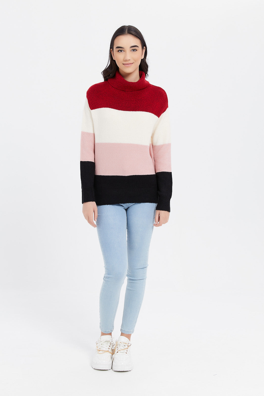 

Senior Girls Assorted Striped High neck Pullover