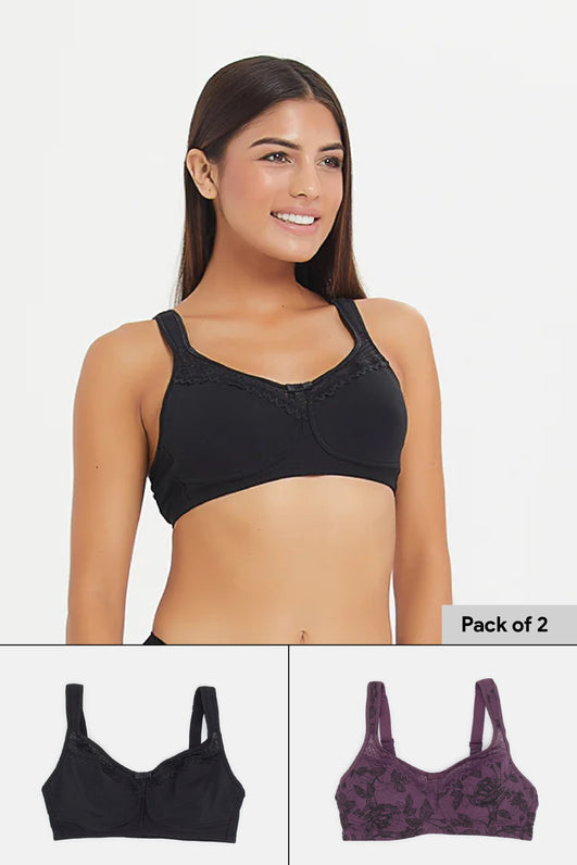 Buy 2 Pack Cotton Rich T-Shirt Bras - Grey/White - 32A - Bfab Saudi