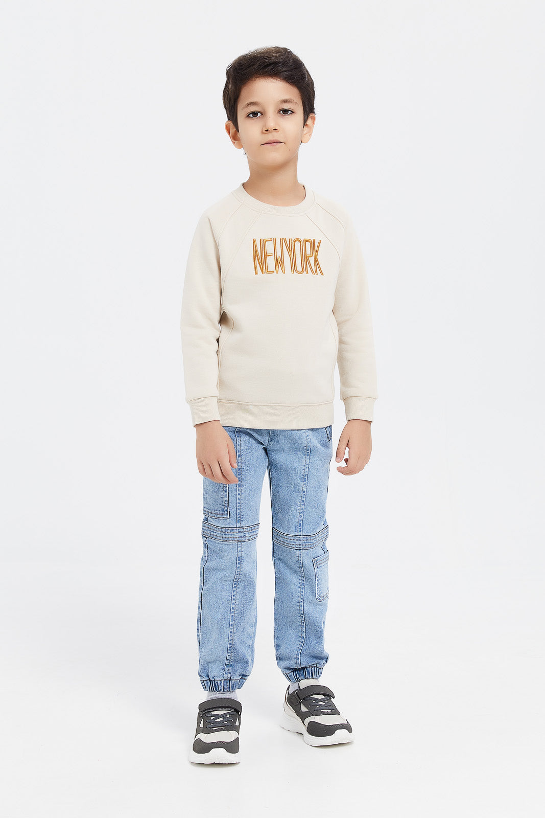 

Boys Blue Cargo Paneled Joggers
