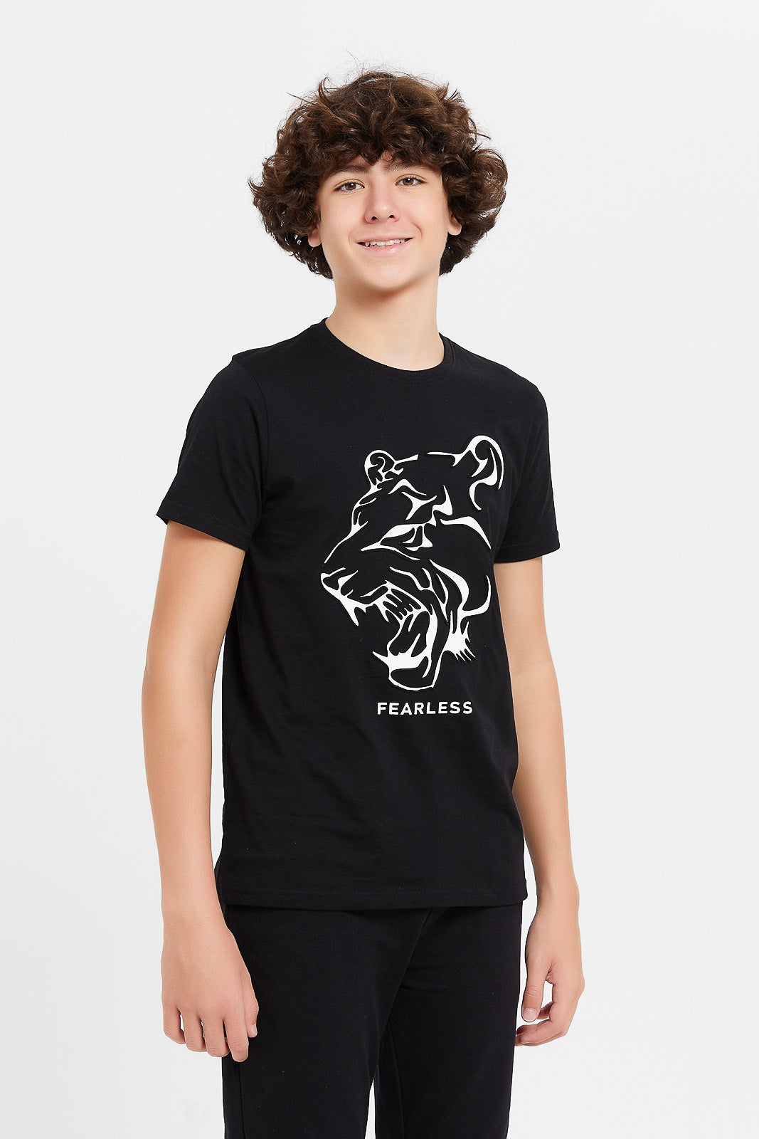 

Senior Boys Black Fearless Embossed T-Shirt