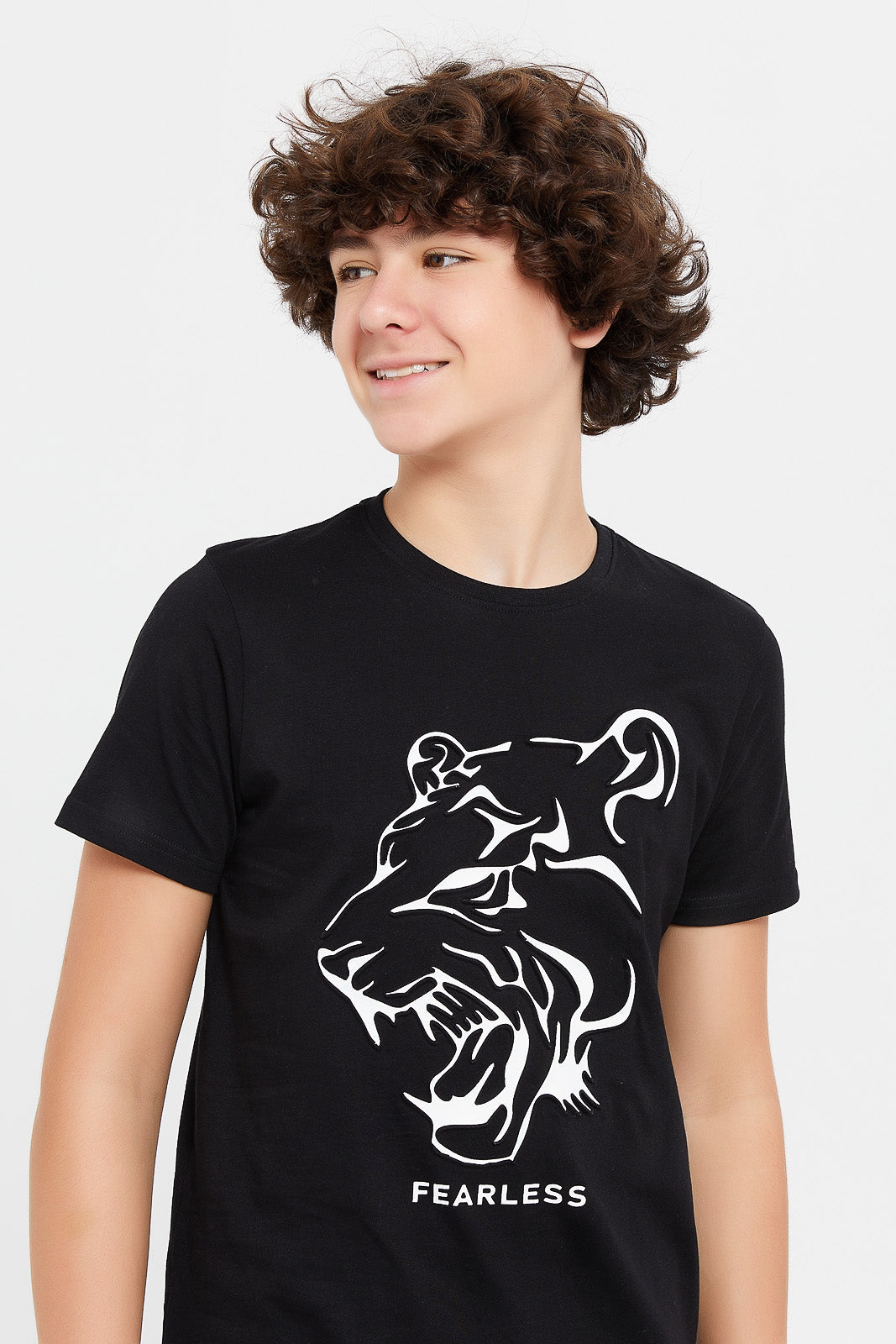 

Senior Boys Black Fearless Embossed T-Shirt